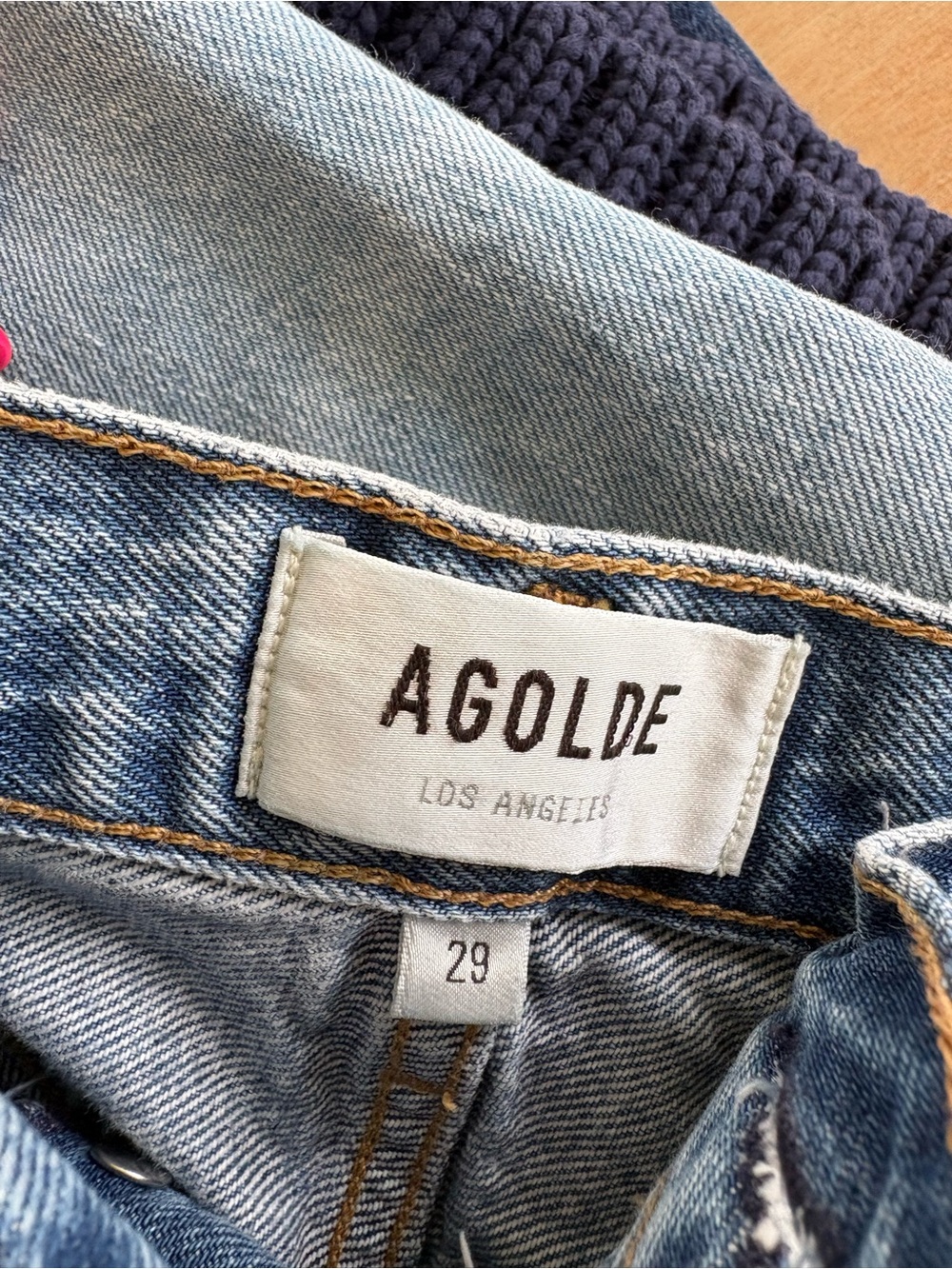 Agolde Light Blue Denim High-Rise Rolled Hem Shorts - Picture 2 of 5